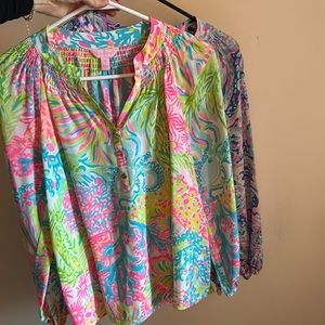 Lilly Pulitzer Multicolor Floral Print Peasant Blouse